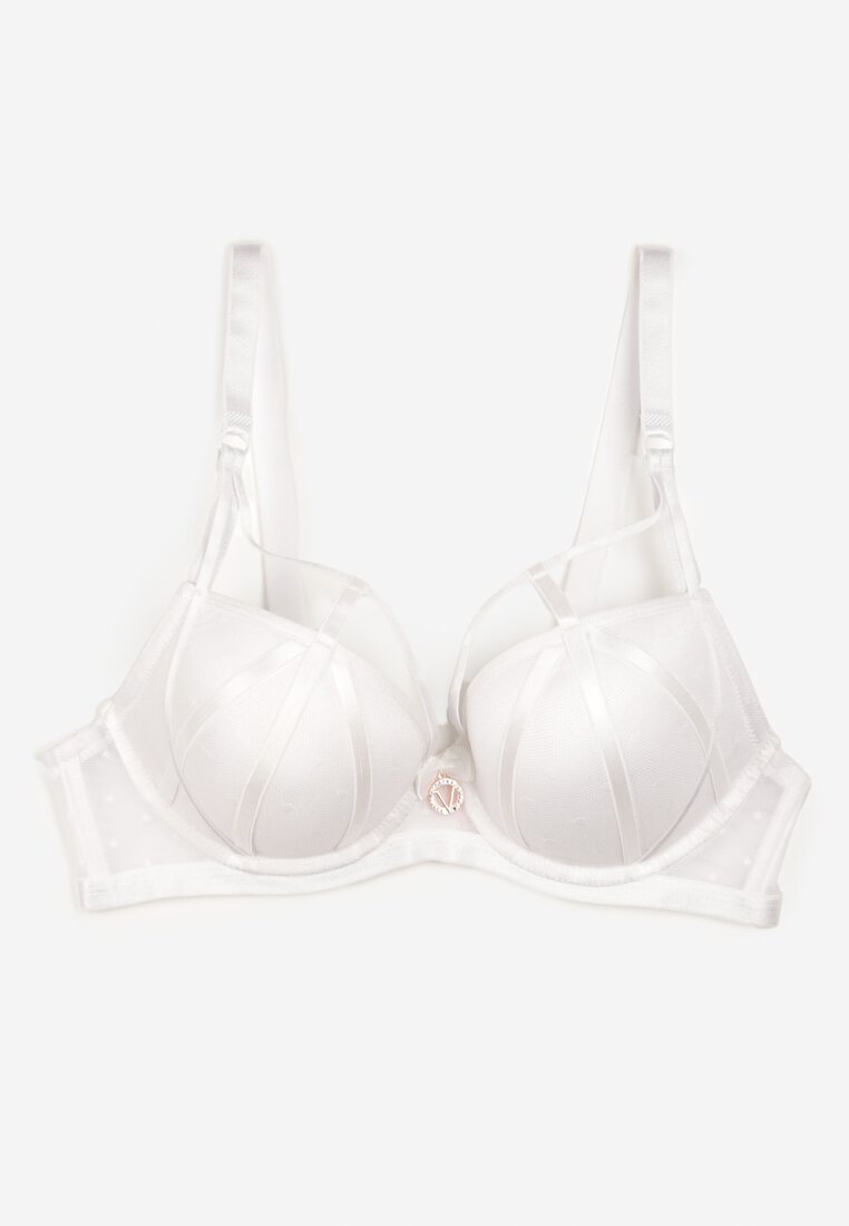 Sutien Alb Întărit Decorat cu Benzi de Satin Miramasa