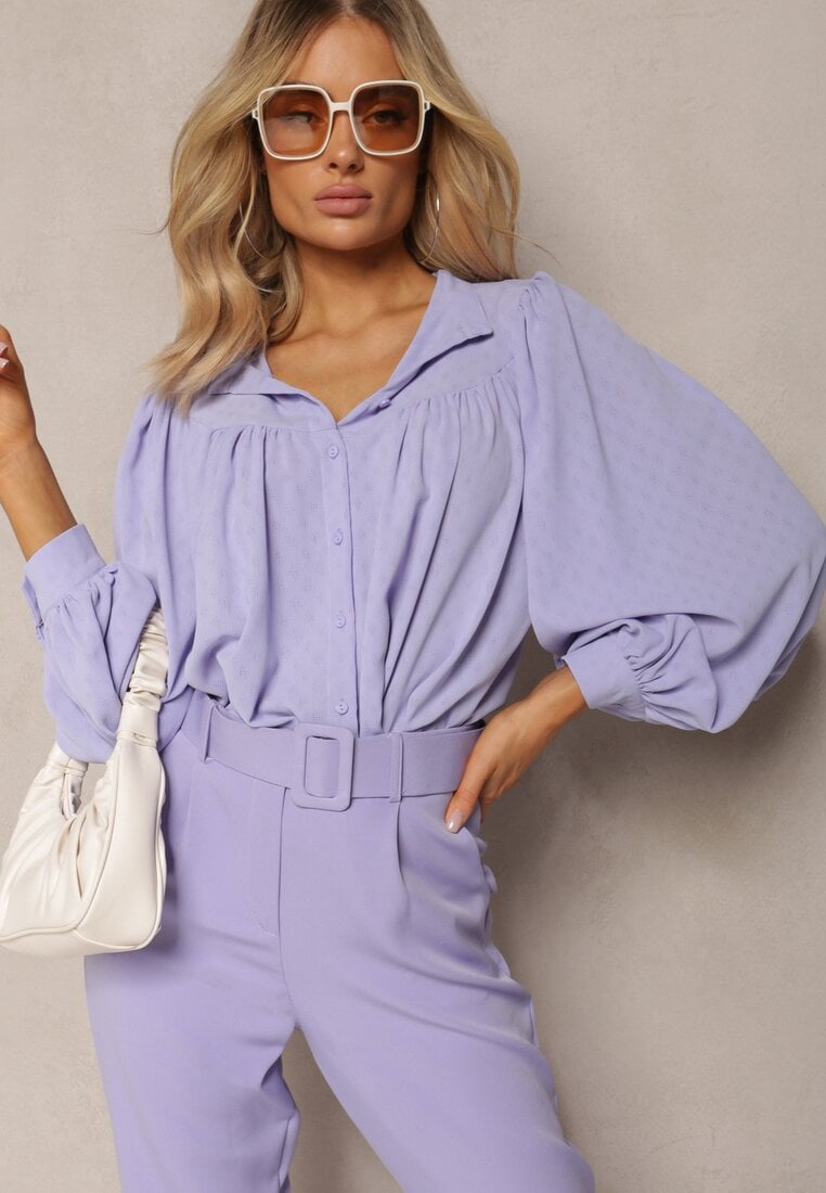 Cămașă Mov cu guler tunica Inspirată de stilul retro Bubiana