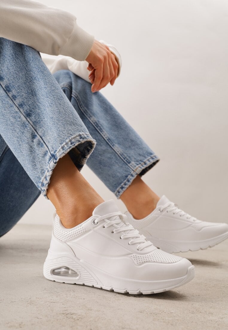 Adidași Clasici Albi cu Talpă Amortizată și Perforații Faunama