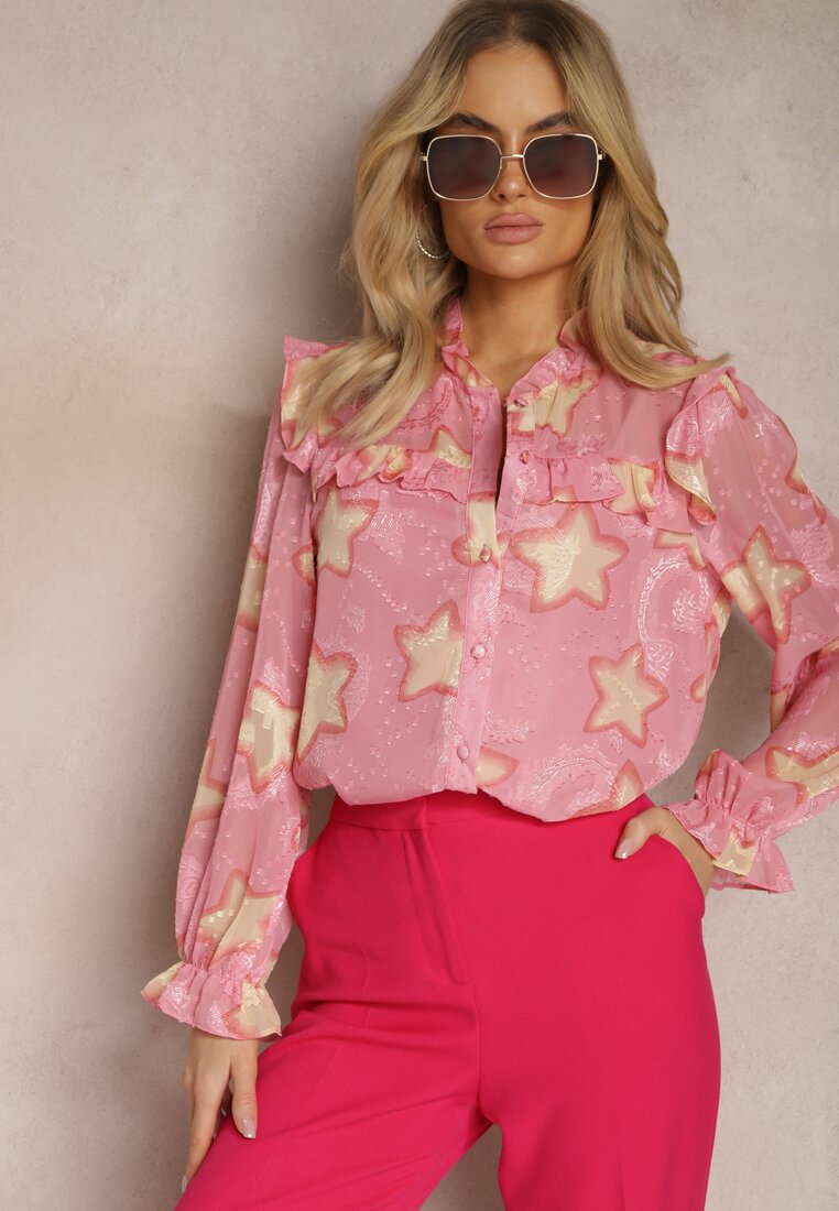 Cămașă Roz cu volane și model de stele Limixa