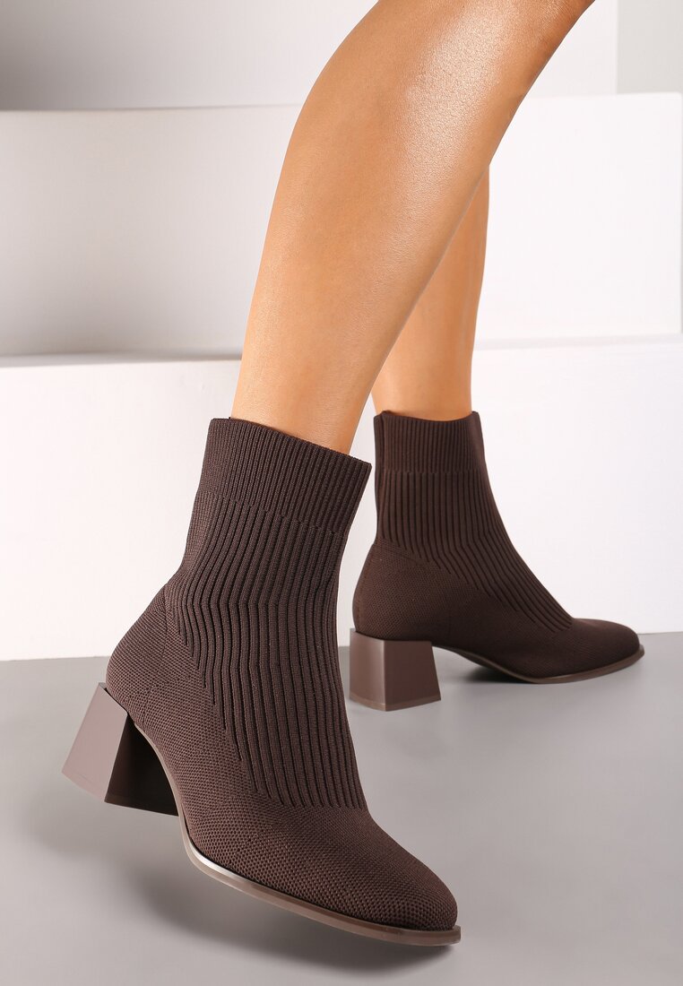 Botine Maro cu Toc Conic cu Carâmb Elastic Lerinana