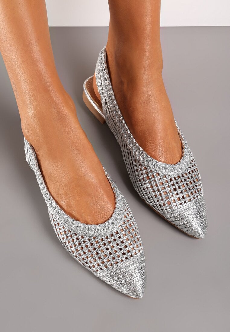 Sandale Argintii Ajurate cu călcâi deschis și vârf ascuțit Olpia