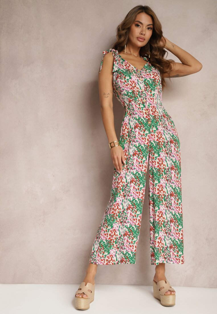 Salopetă lungă verde cu bretele legate, decorată cu model mozaic Jarnsaxa