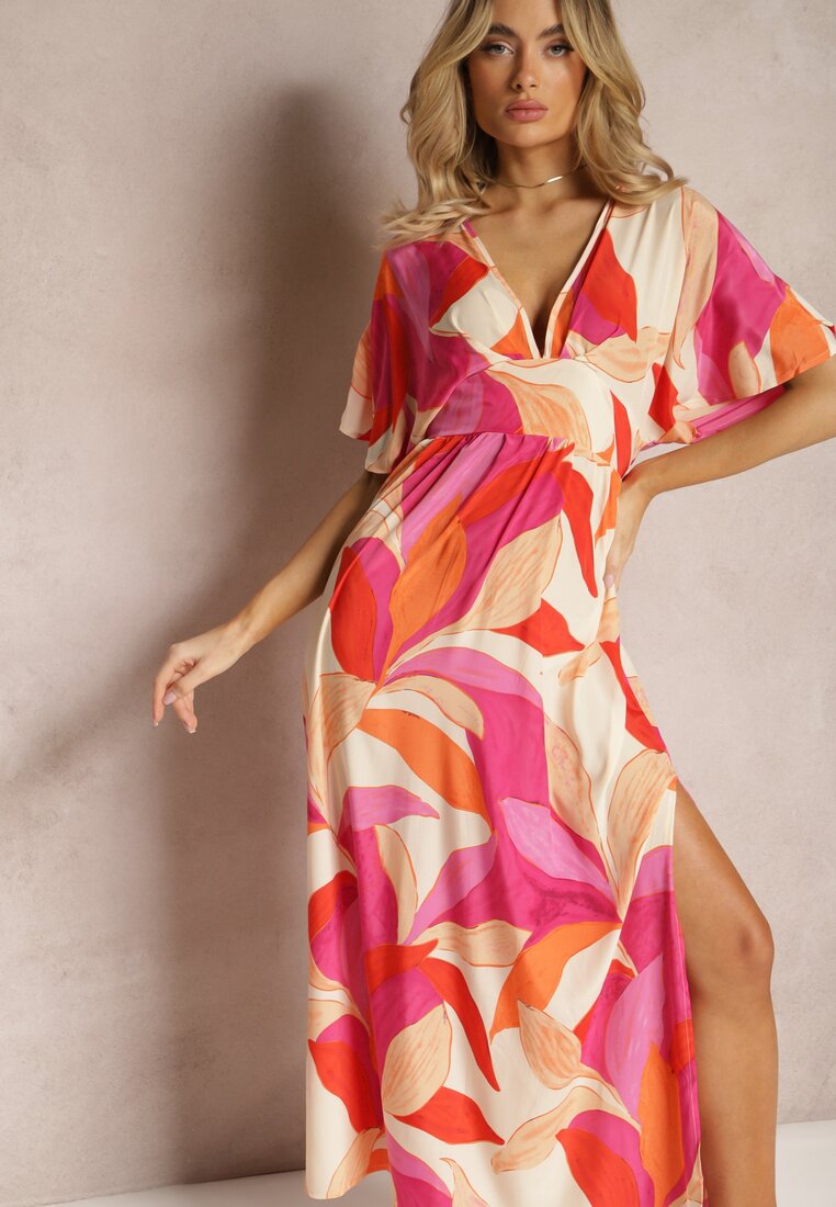 Rochie Roz-Bej Evazată cu mâneci scurte tip liliac Leraphi