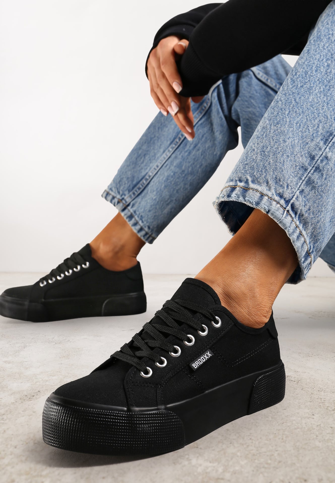 Adidași Casual Negre până la gleznă cu platformă cu șireturi Reapita