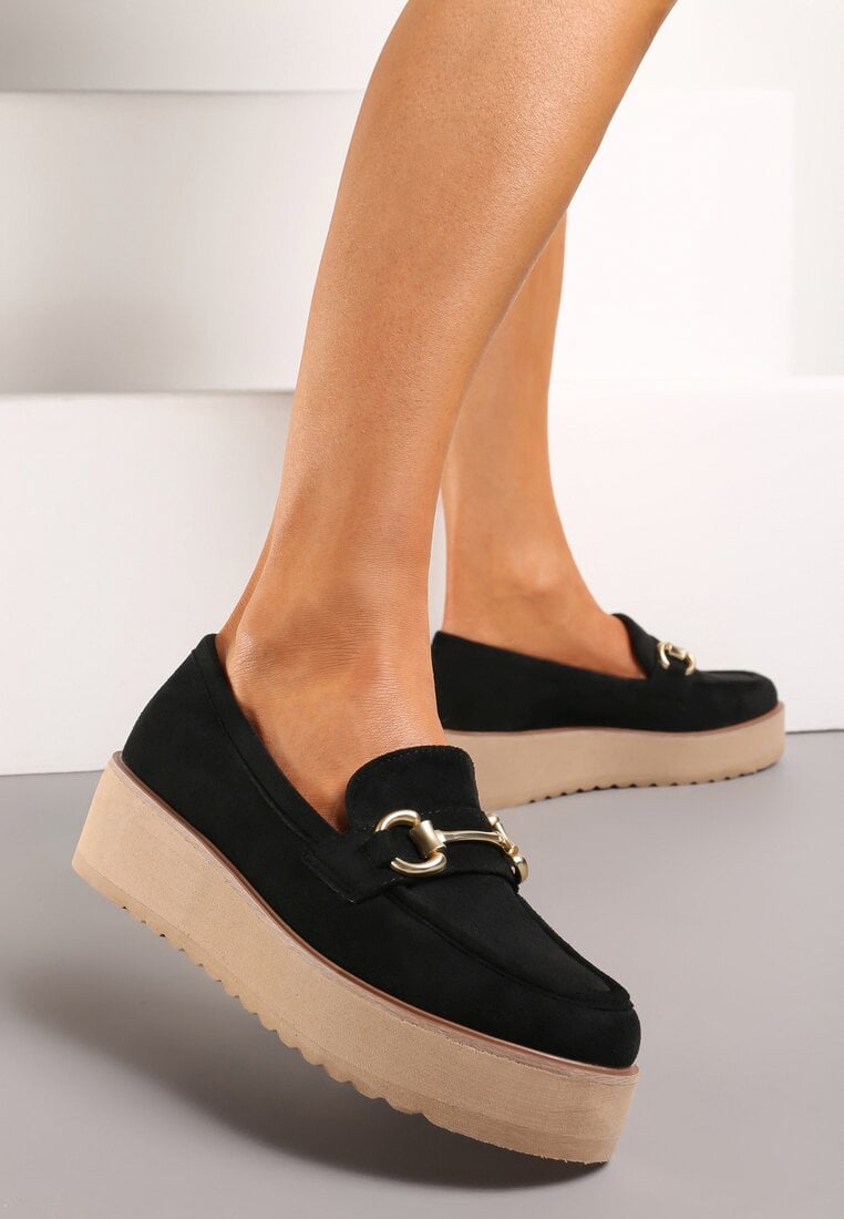 Mocasini Negri Slip-on cu Talpă Groasă Berilla