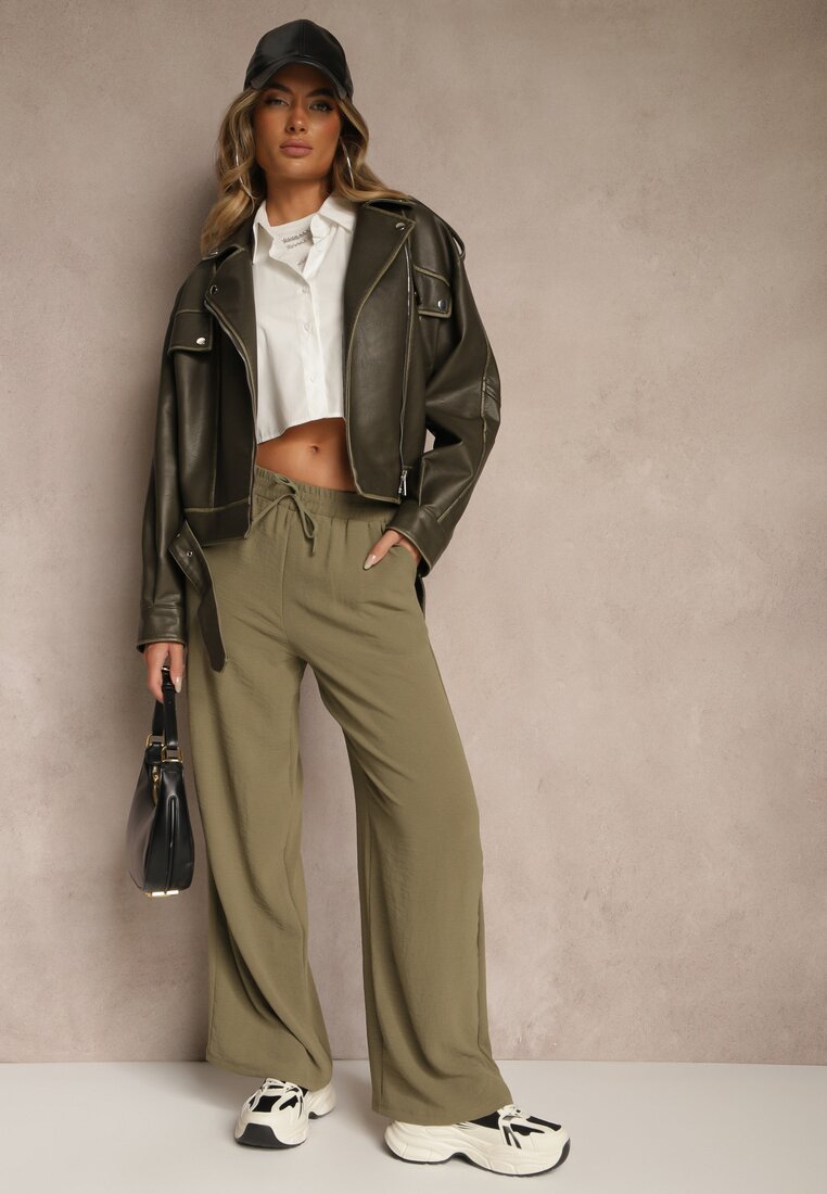 Pantaloni Verde închis Largi cu craci ampi cu lanț în loc de șnur Ostaria