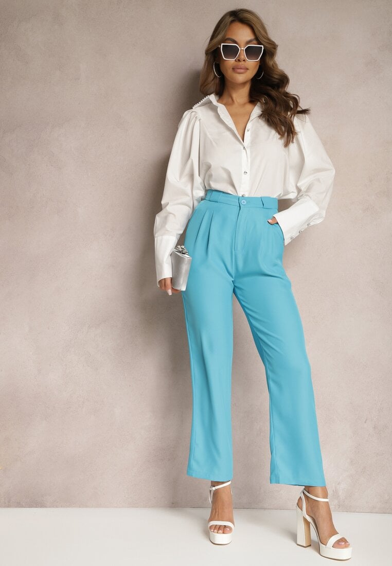 Pantaloni Eleganti Albastri cu Fermoar Andantino