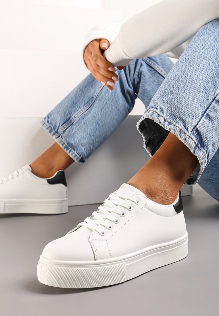 Adidași Alb-Negru cu gleznă înaltă pe platformă Longana