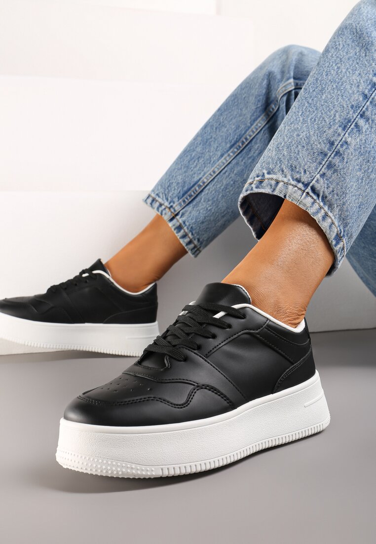 Sneakers Negre cu partea superioară până la gleznă pe Platformă Liciana