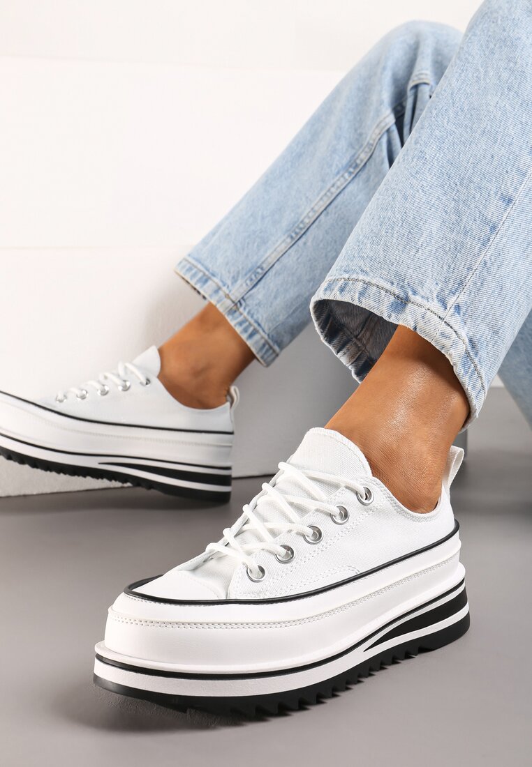 Teniși Albi cu Platformă Masivă cu Partea Superioară sub Gleznă Ableeva