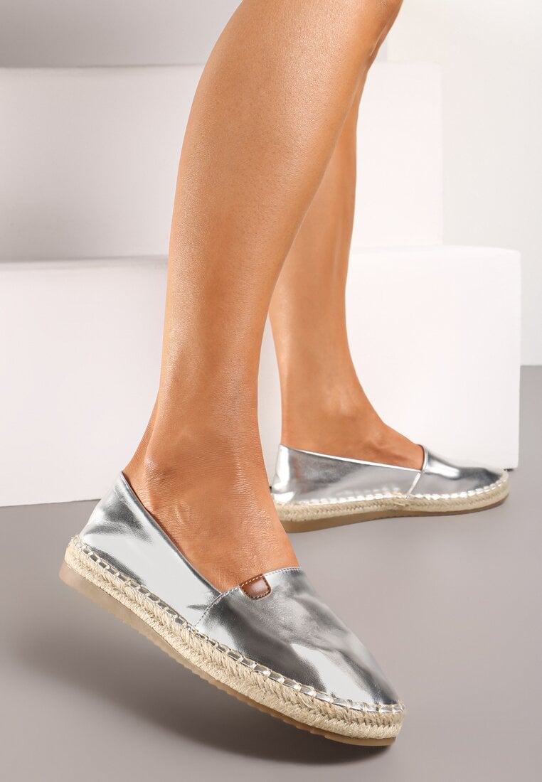 Espadrile Argintii Plate Casual Stil Boho Lephea