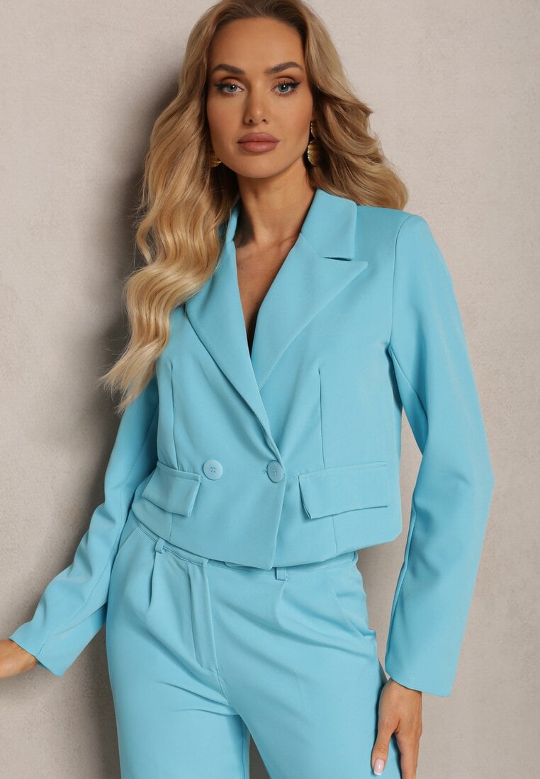 Sacou Albastru la două rânduri, scurt, cu buzunare false Anavipa