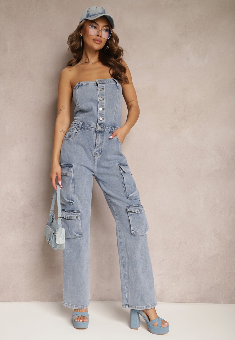 Salopetă Albastră cu picioare lungi închisă cu nasturi Liaressa