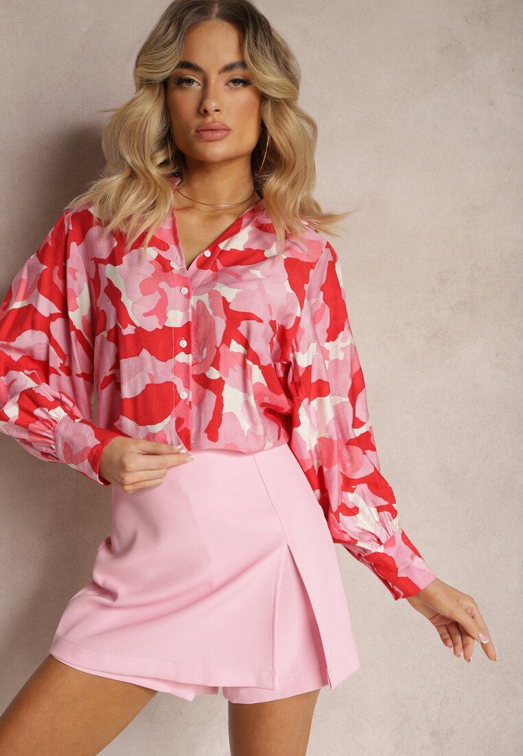 Cămașă Roșu-Roz cu croi clasic cu închidere cu nasturi și mânecă lungă Fiomina