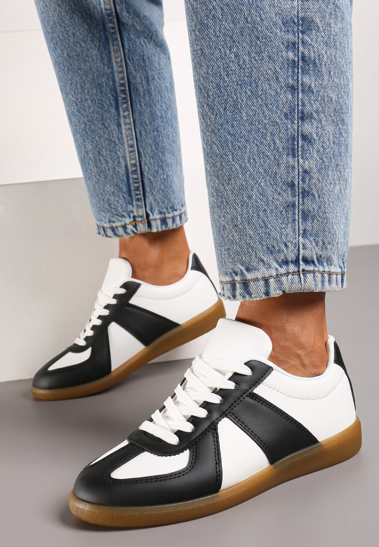 Sneakers Negru-Alb cu Cusături sub Glezne Taviana