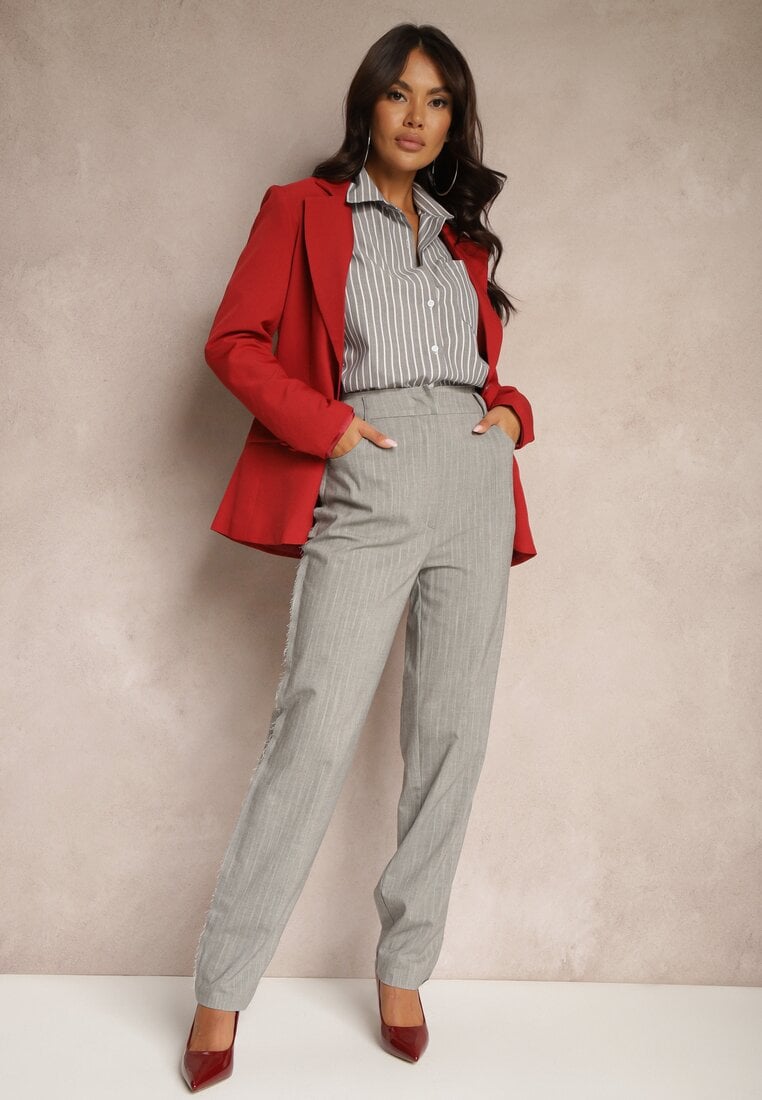 Pantaloni Gri de costum High Waist Palvia