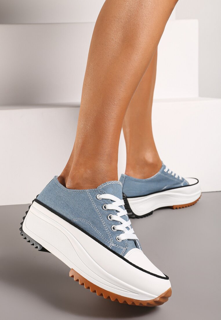 Tenisi albaștri înalți cu șireturi cu platformă Nestaso