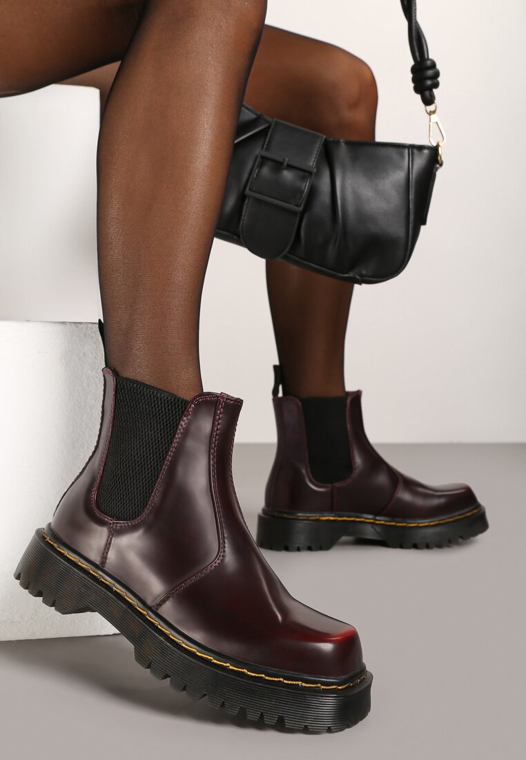 Botine Chelsea Bordeaux Casual Plate Irivarae