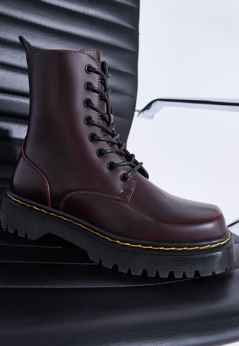 Botine Visinii cu șireturi căptușite cu platformă stil worker Crecca