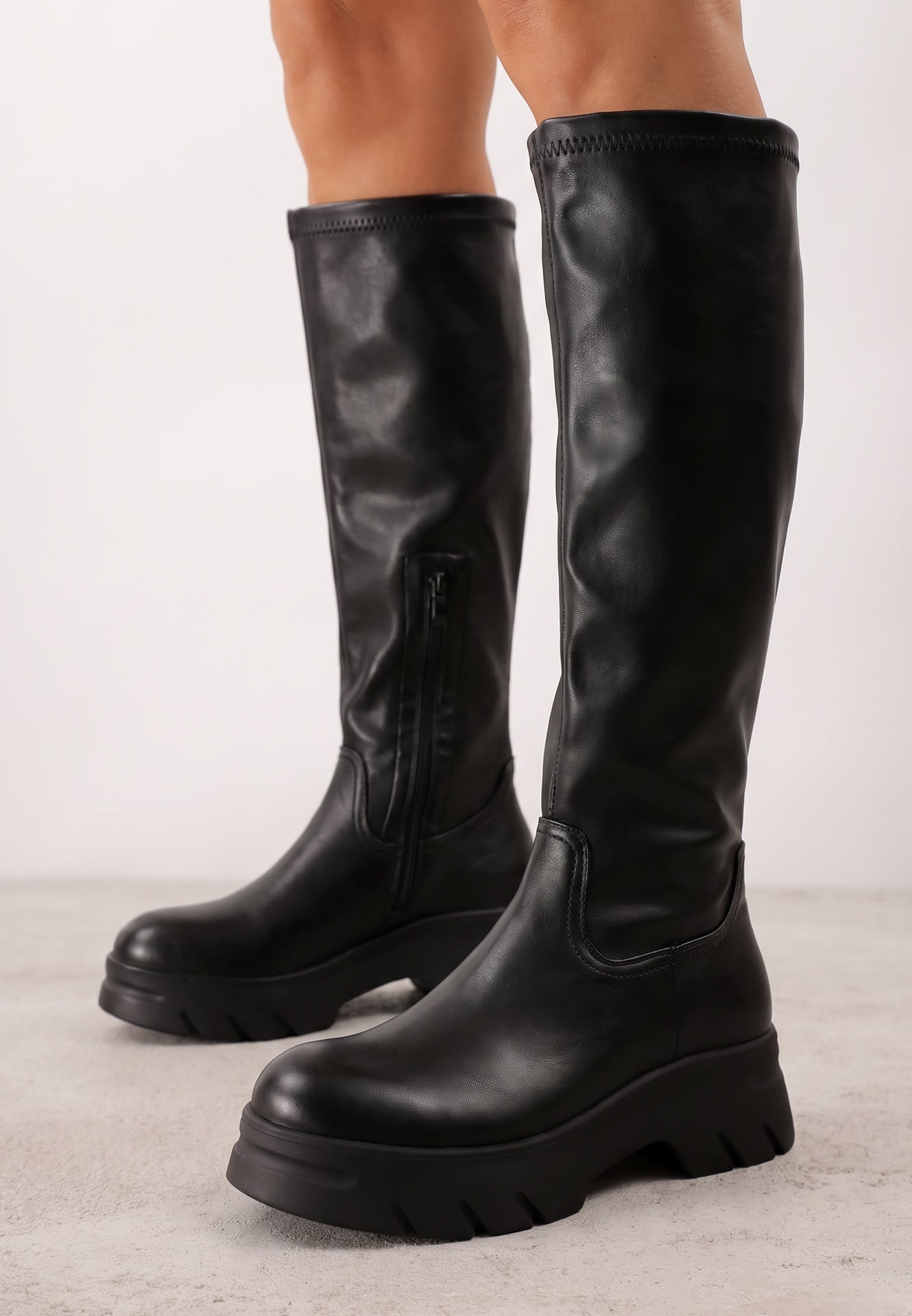 Cizme Negre în stil Grunge cu carâmb mulat Ezinora