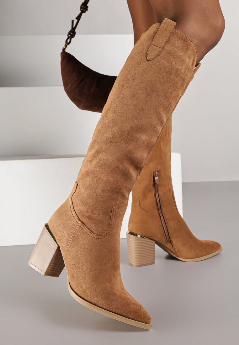 Cizme Maro Vices cu toc gros decorate cu inserție metalică Moriane