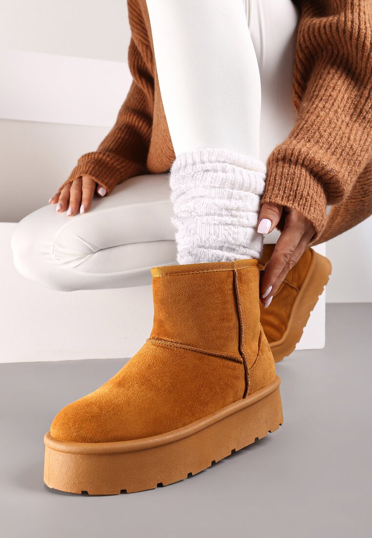 Ghete de zăpadă Maro Slip-on pe platformă netedă Irindara