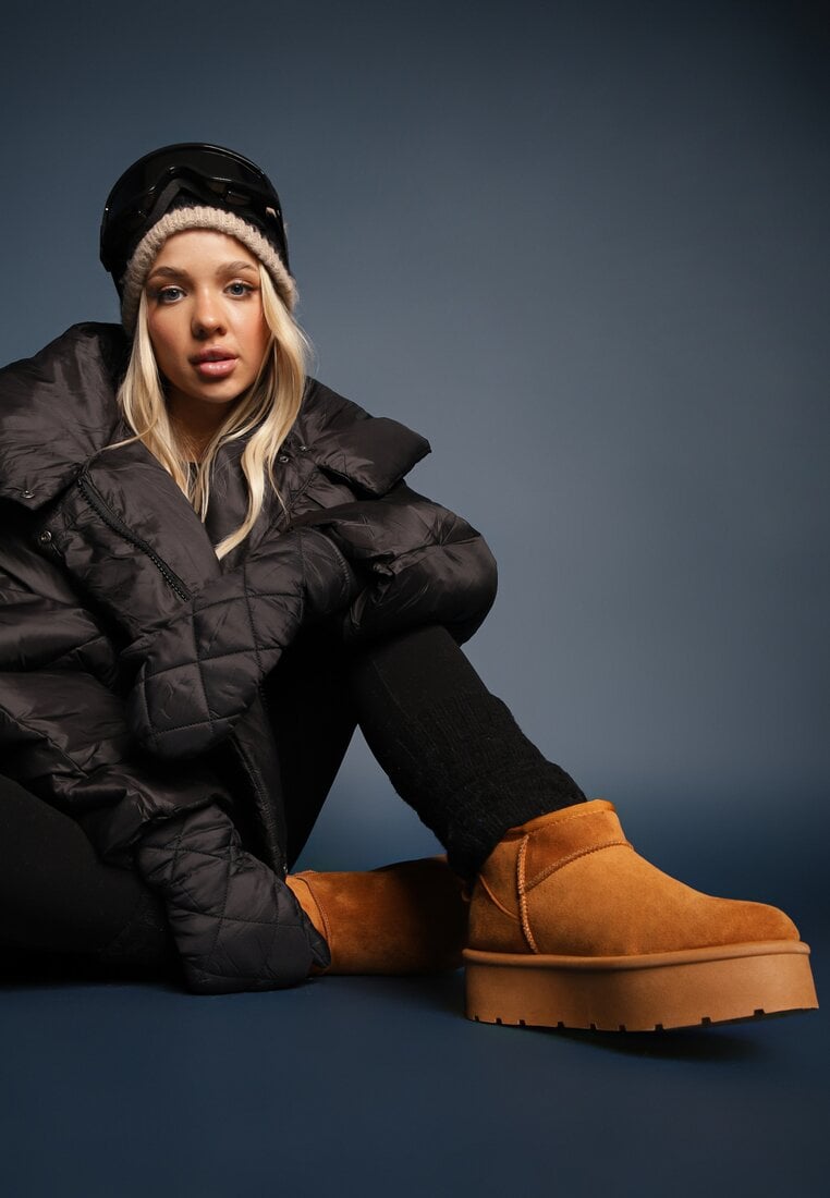 Ghete de zăpadă Maro Scurte slip-on cu Platformă Arkelia