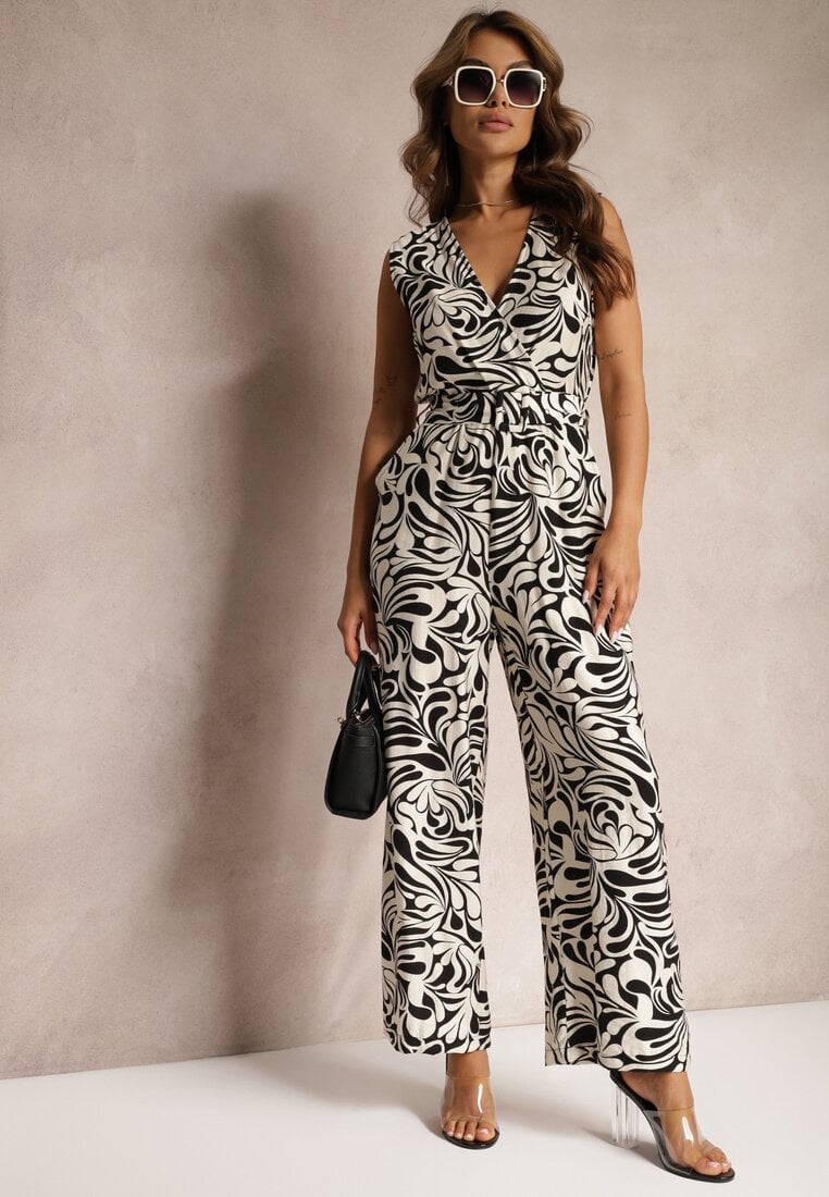 Salopetă Alb-Negru petrecută fără mâneci cu pantaloni lungi Yadia