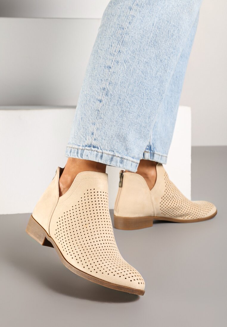 Ghete Bej Vices pe Talpă Plată Cu Decupaj Felirwen