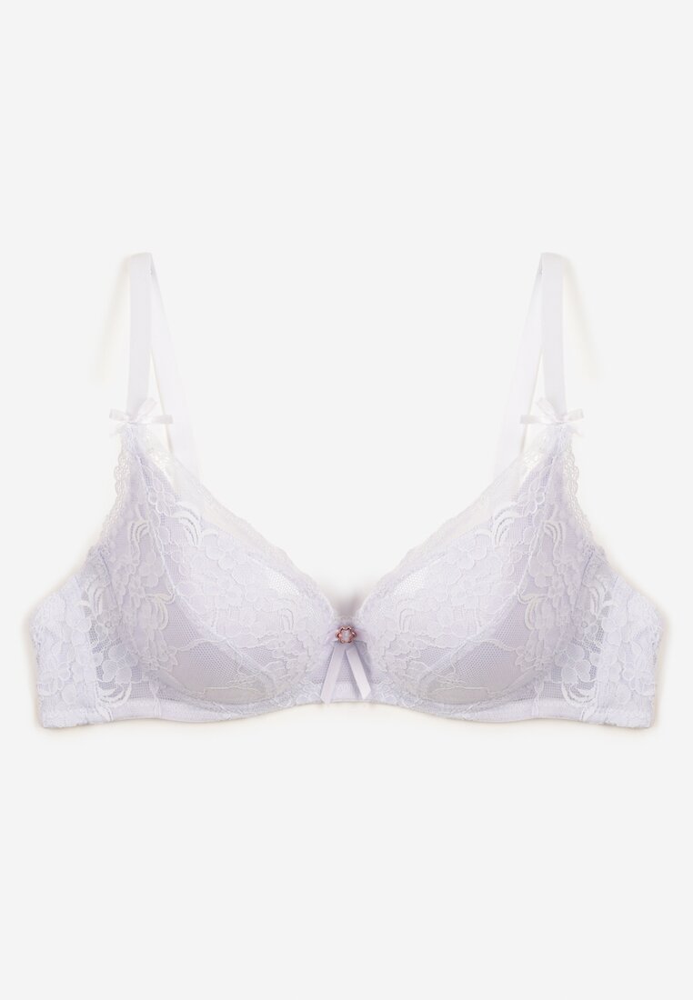 Sutien Alb cu Cupe Întărite și Bretele Reglabile Tinaloria