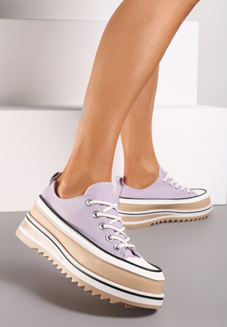 Tenisi Mov pe platformă masivă cu carâmb sub gleznă Ableeva