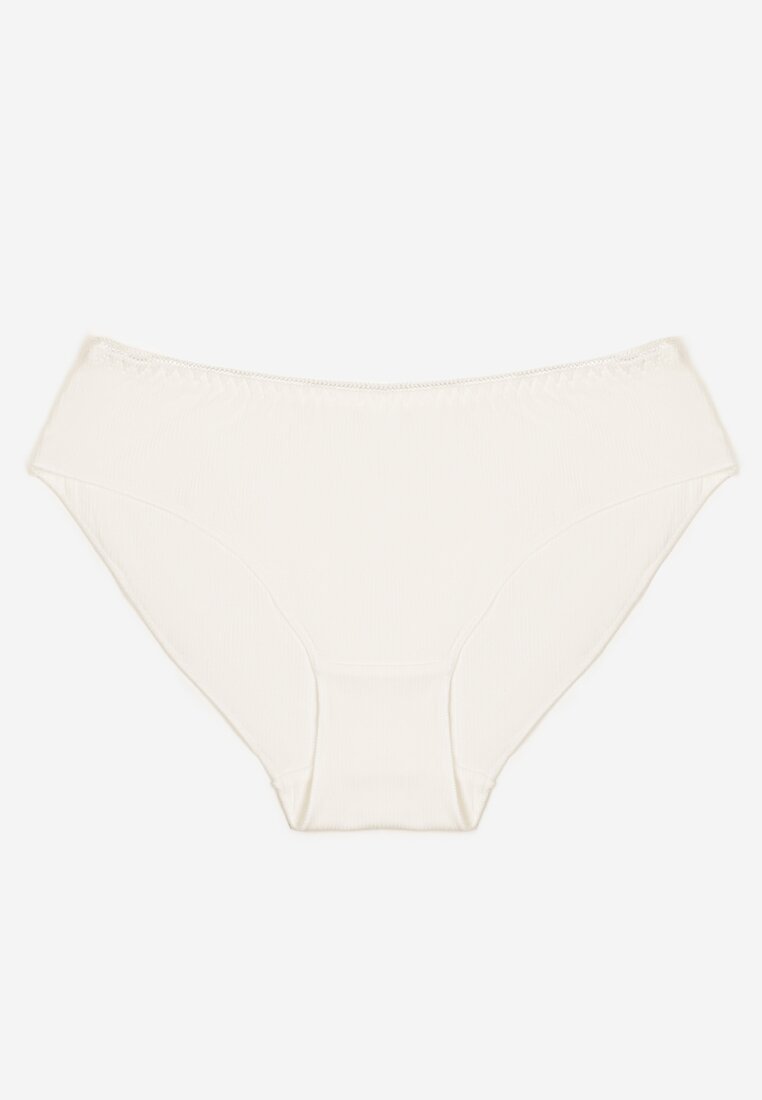 Chiloți albi din bumbac cu cusături decorative Besivia