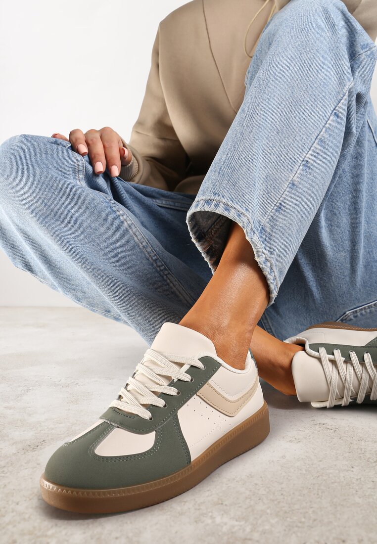 Adidași Verzi pe Platformă Joasă cu Inserții Metalice Dalivia