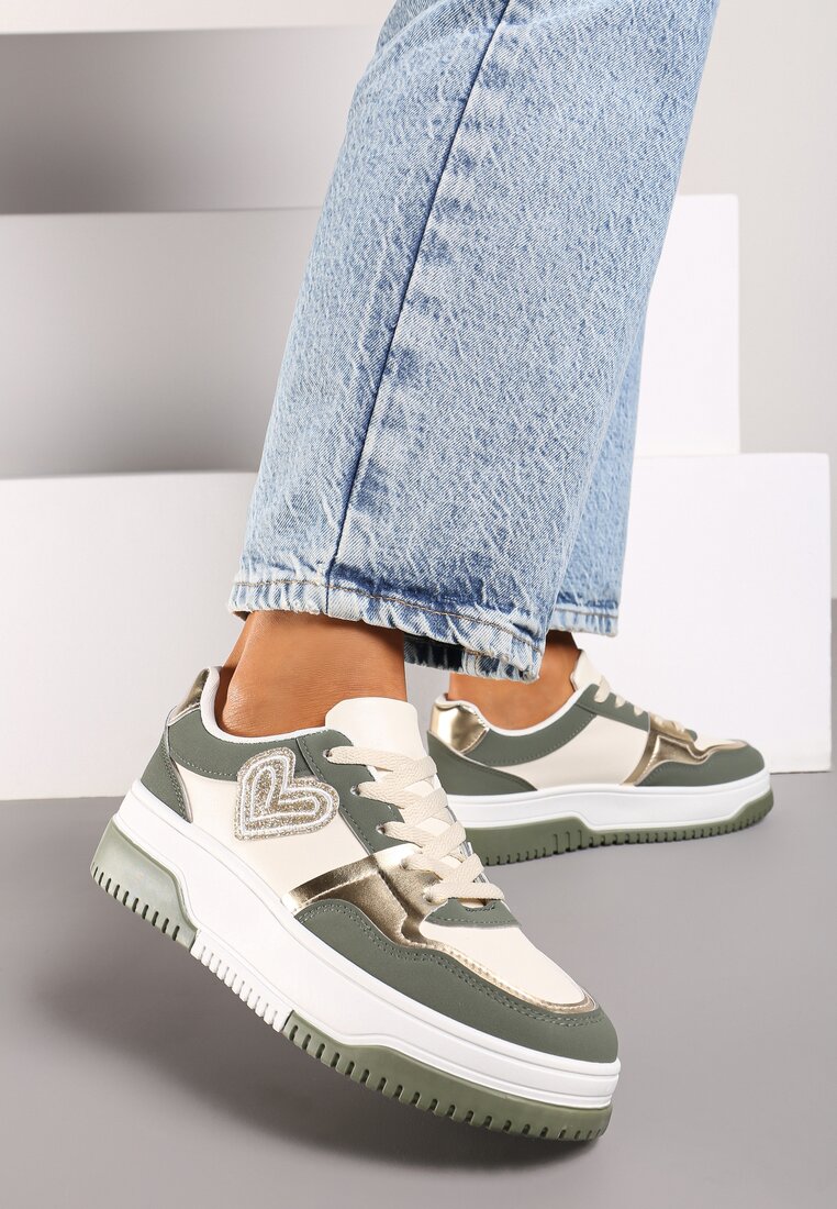 Adidași Verzi cu Aplicație cu sclipici în formă de inimă Avioneria