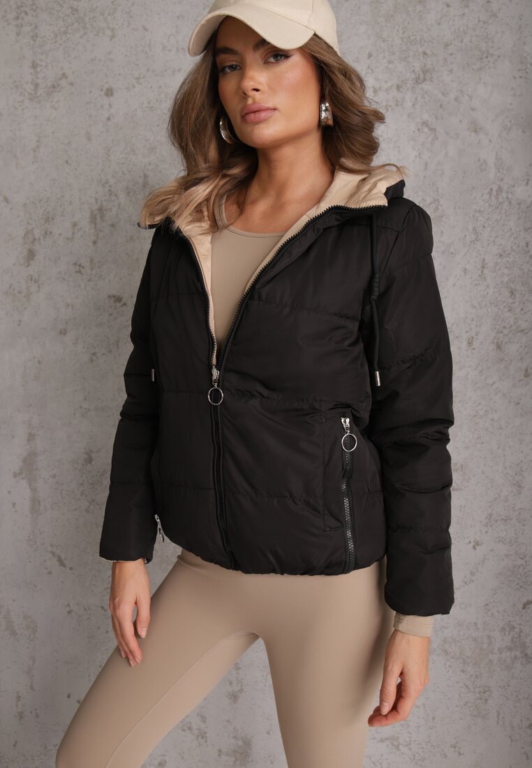 Geacă Matlasată Bej deschis Reversibilă Finisată cu șnururi Atitoria