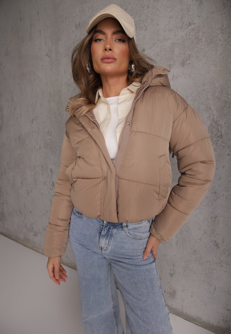 Jachetă Bej închis Matlasată Puffer cu glugă Mivvia