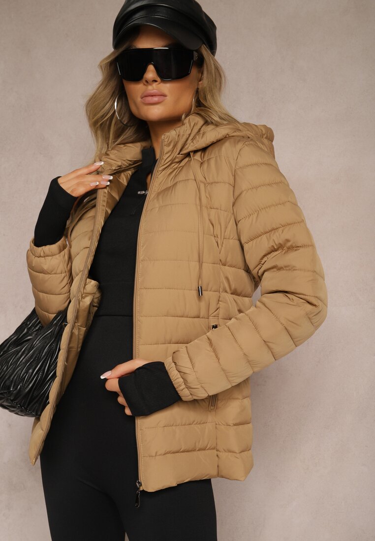 Jachetă Bej închisă Matlasată, cu șnururi și glugă Mivissa