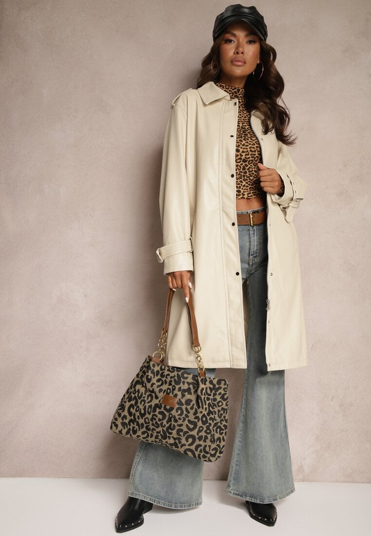 Palton Trench Bej cu Centură în Talie și Buzunare Mailora