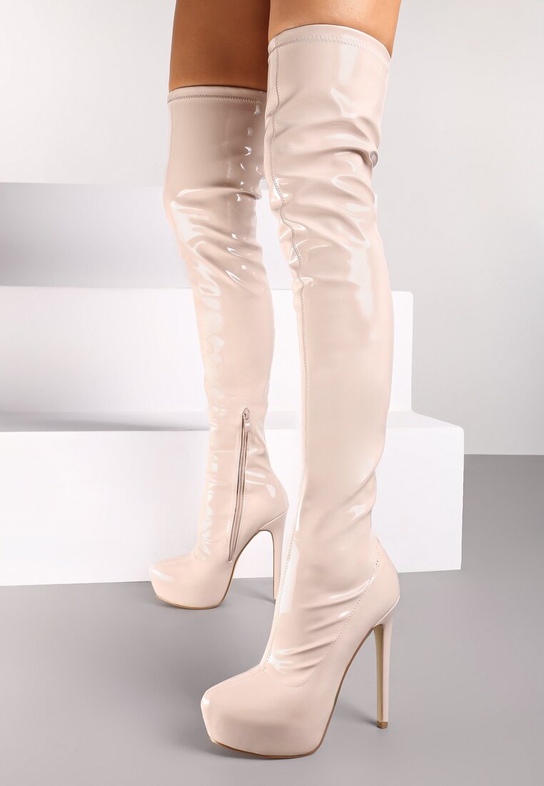 nana⑤ Damskie Sandały Na Platformie Big Star NN274A535 Beżowe