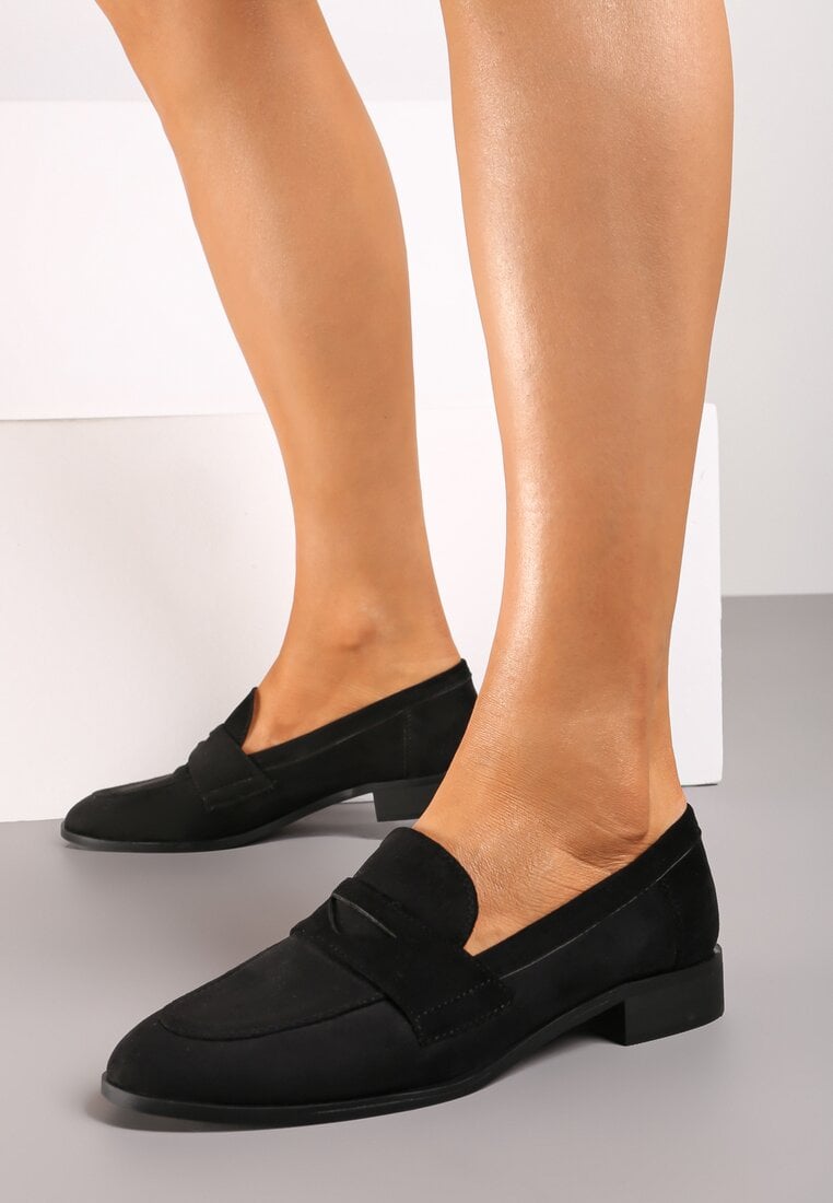 Mocasini Clasice Negre Tip Loafers pe Talpă Plată Daivina