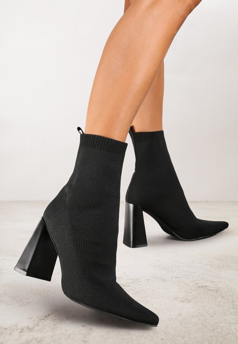 Botine Negre Slip-on cu Toc Conic cu Carâmb Aderent Lerinelle