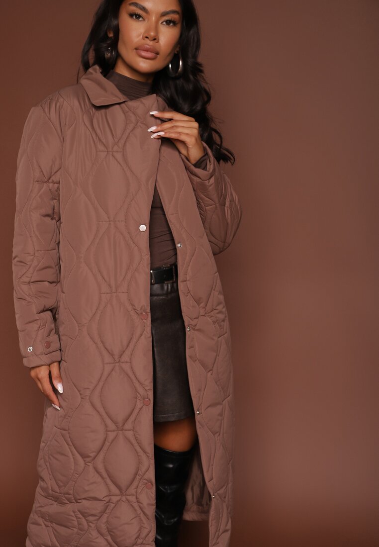 Palton Geacă Lung Maro Matlasat Hamid