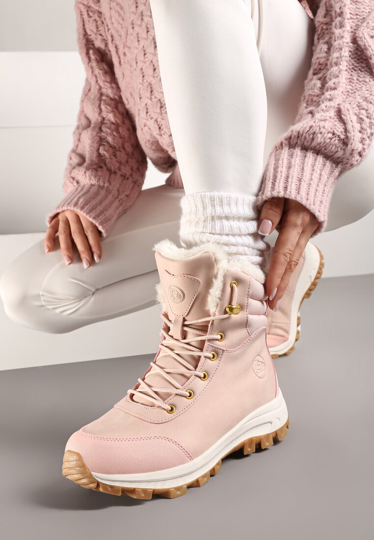Botine Trekking Roz cu Platformă cu Șireturi Labrinna