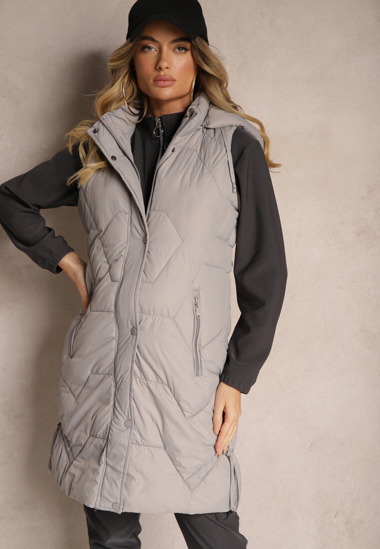 Vestă Gri matlasată, cu finisaje elastice și glugă detașabilă Norinvia