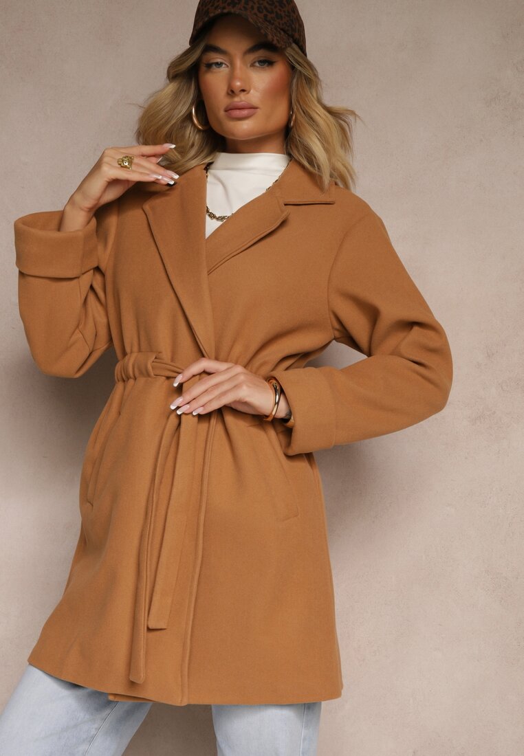 Palton Tip halat Maro cu cordon și o încrețitură decorativă în talie Pittia