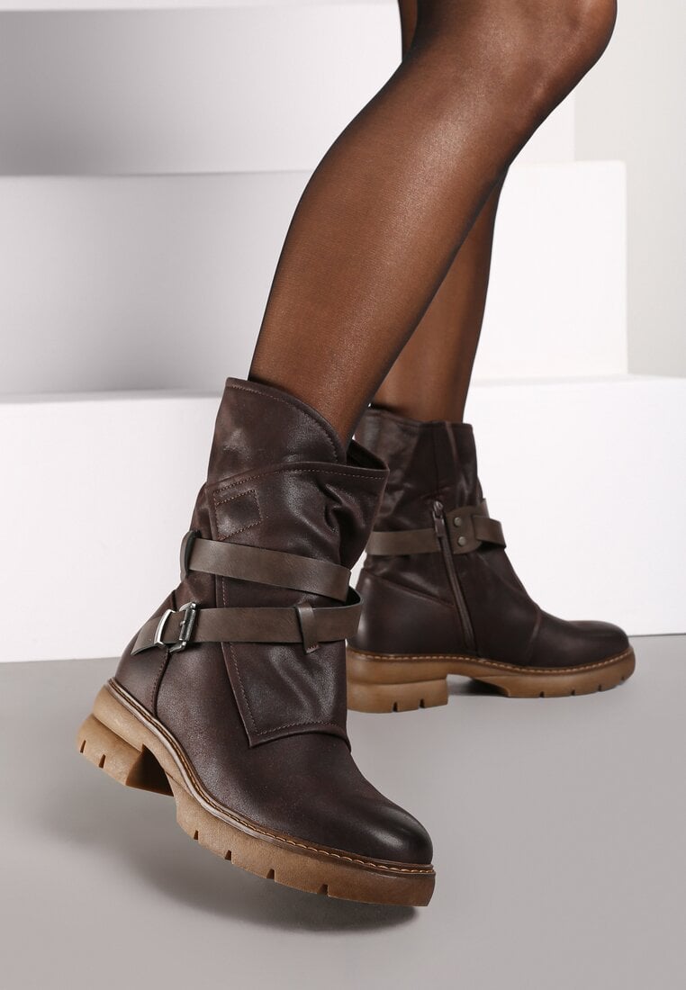 Ghete Maro cu carâmb neregulat, decorat cu curele și catarame Zinbelle