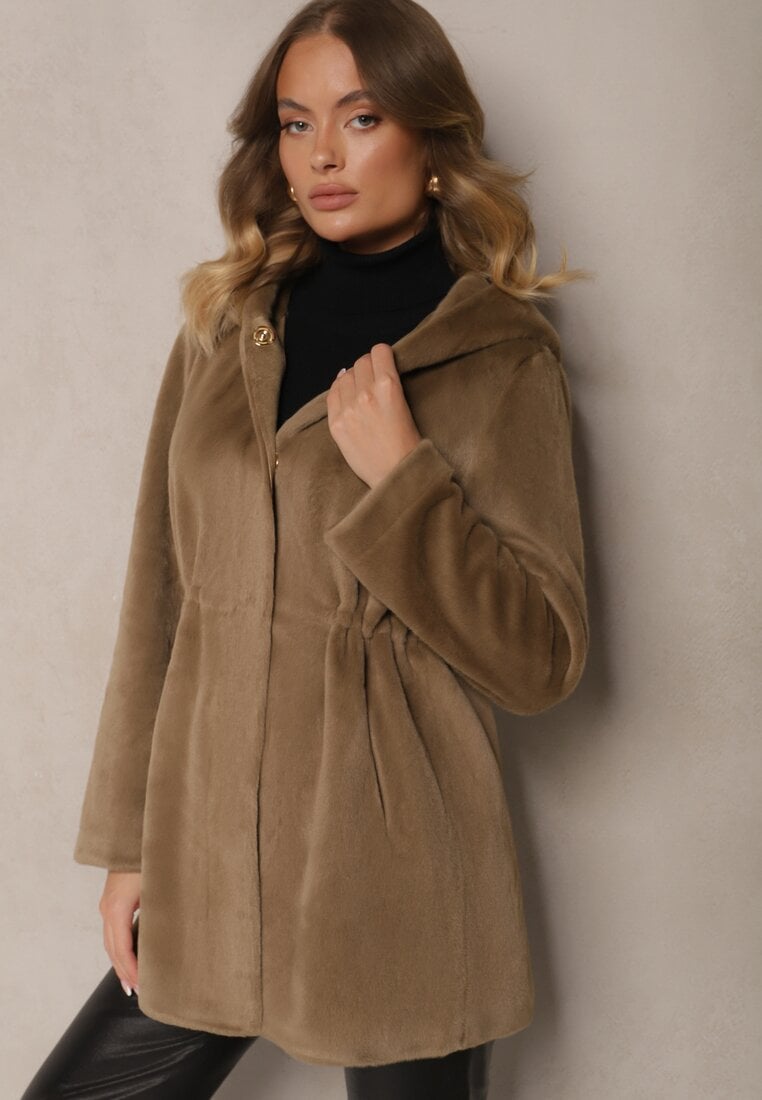 Jachetă Parka De blană Verde închisă Cu glugă Evelinne
