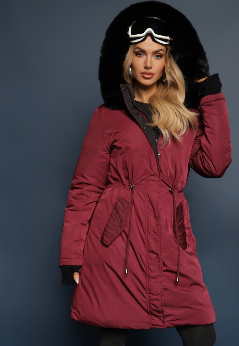 Geacă Palton Bordo Lungă Reversibilă cu Glugă Astrae