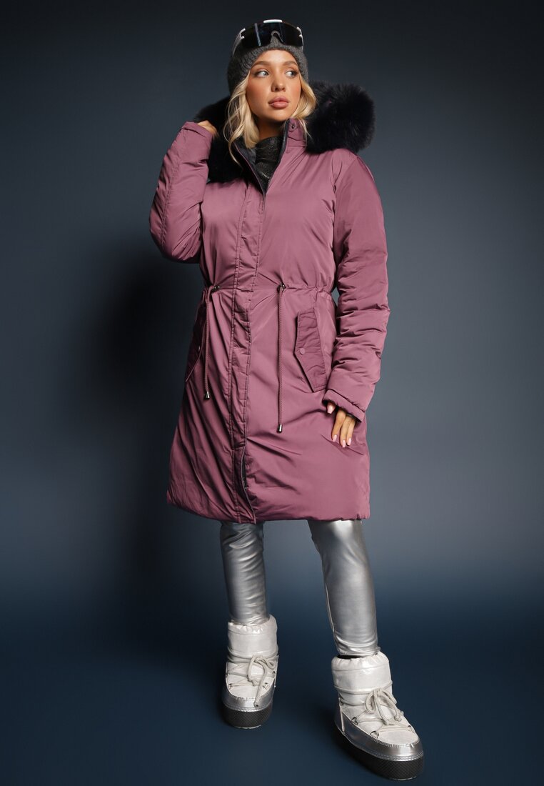 Jachetă-Palton Lungă Mov închis Reversibilă cu Glugă Astrae